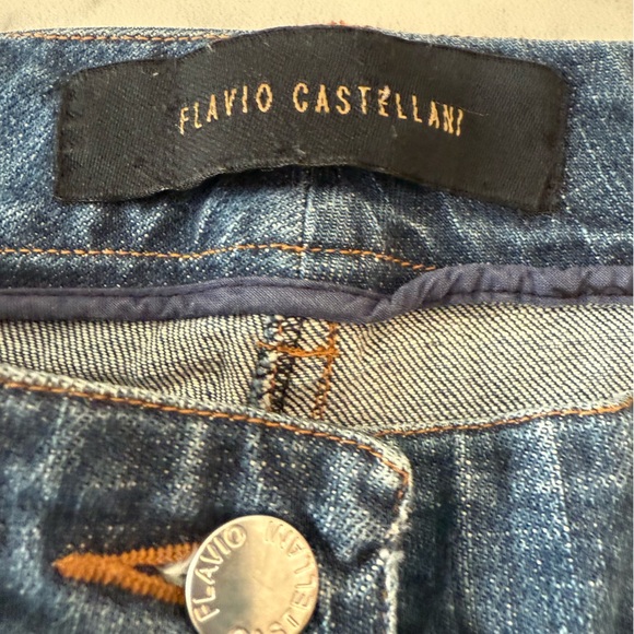 Flavio Castellani Blue Embellished Jeans size 8 - Picture 2 of 8